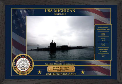 USS Michigan SSGN-727 Framed Patriotic Photo