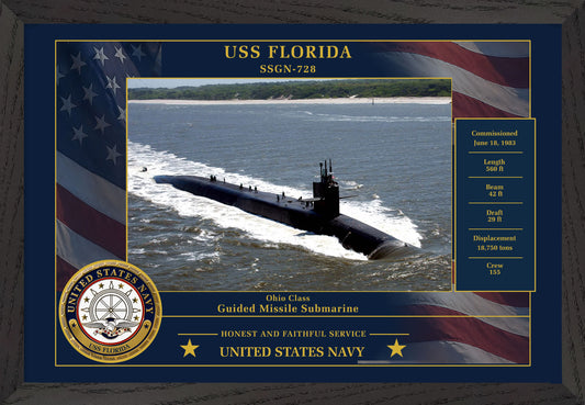 USS Florida SSGN-728 Framed Patriotic Photo