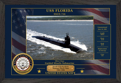 USS Florida SSGN-728 Framed Patriotic Photo