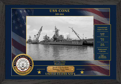 USS Cone DD-866 Framed Patriotic Photo