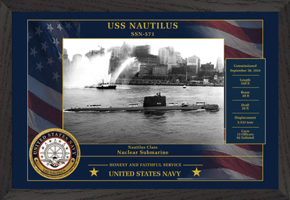 USS Nautilus SSN-571 Framed Patriotic Photo