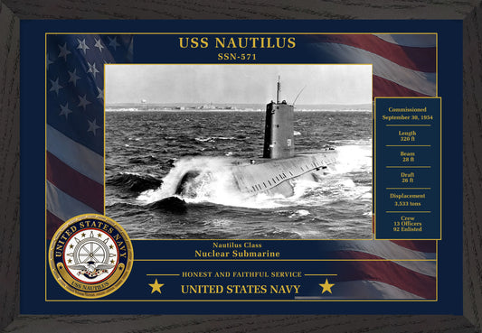 USS Nautilus SSN-571 Framed Patriotic Photo