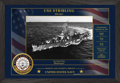 USS Stribling DD-867 Framed Patriotic Photo