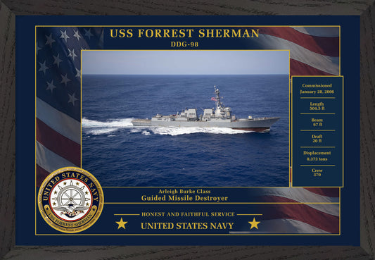 USS Forrest Sherman DDG-98 Framed Patriotic Photo