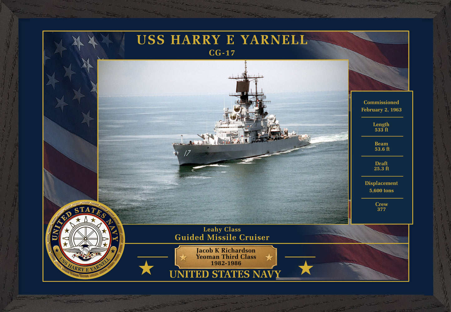 USS Harry E Yarnell CG-17 Framed Patriotic Photo
