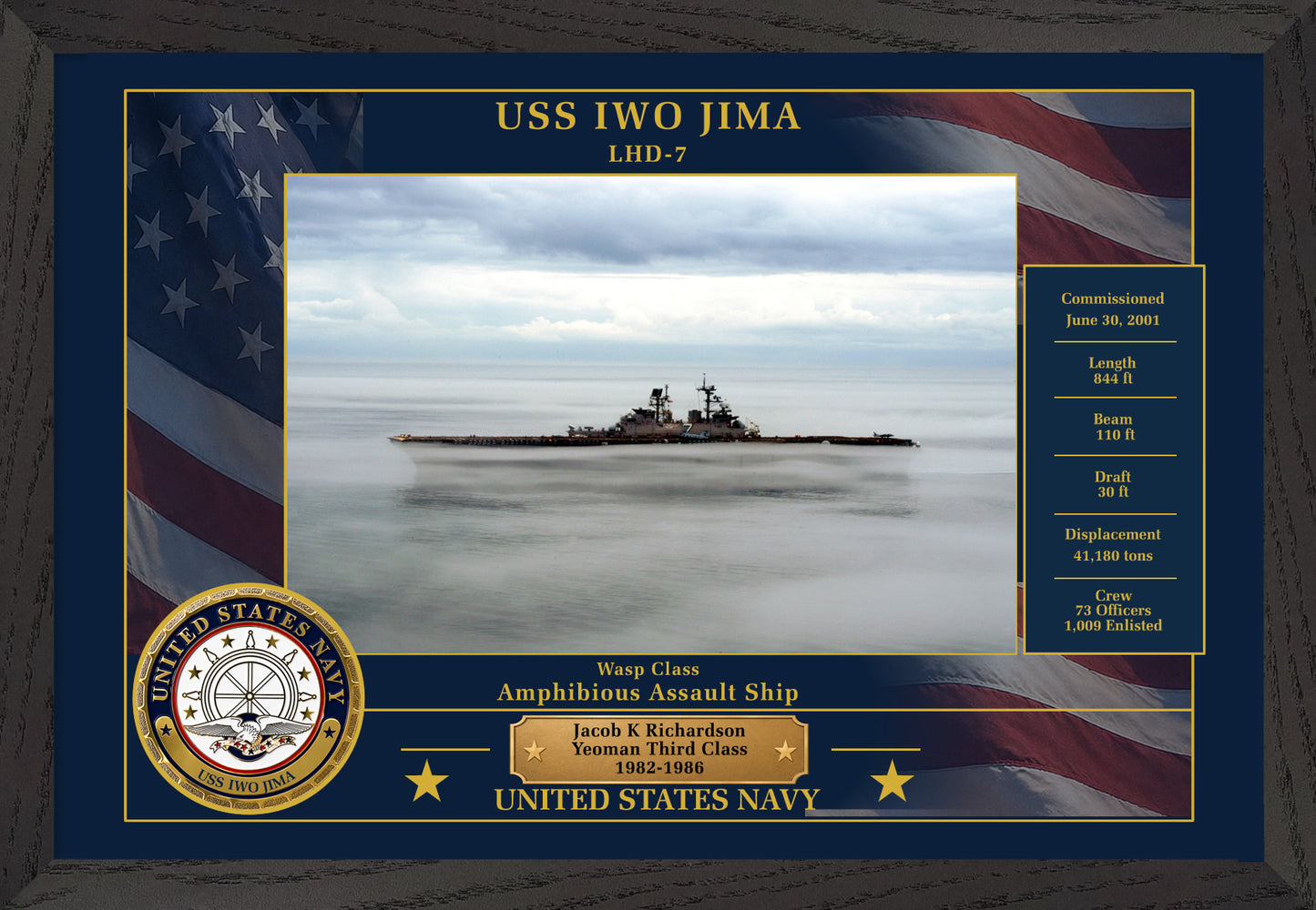 USS Iwo Jima LHD-7 Framed Patriotic Photo