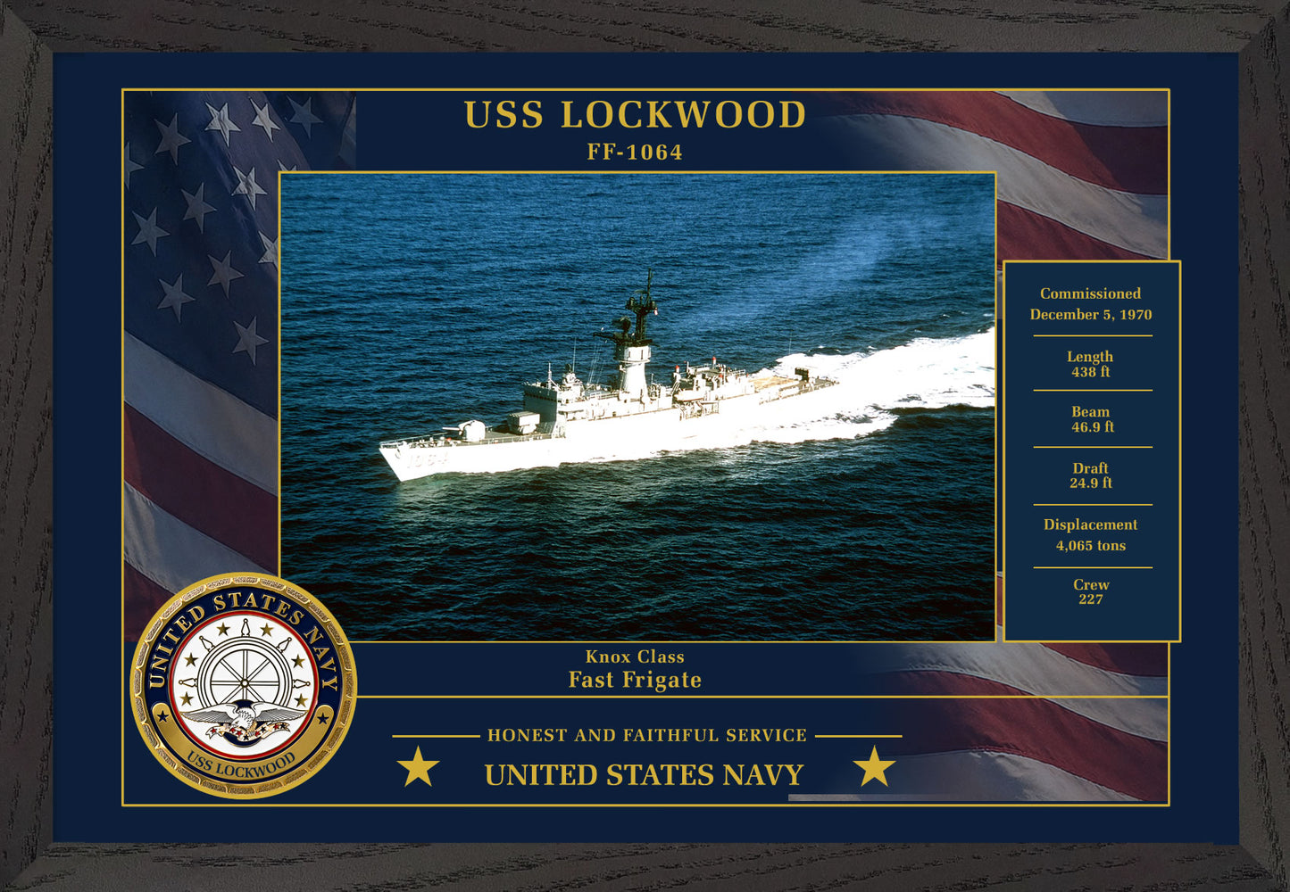 USS Lockwood FF-1064 Framed Patriotic Photo