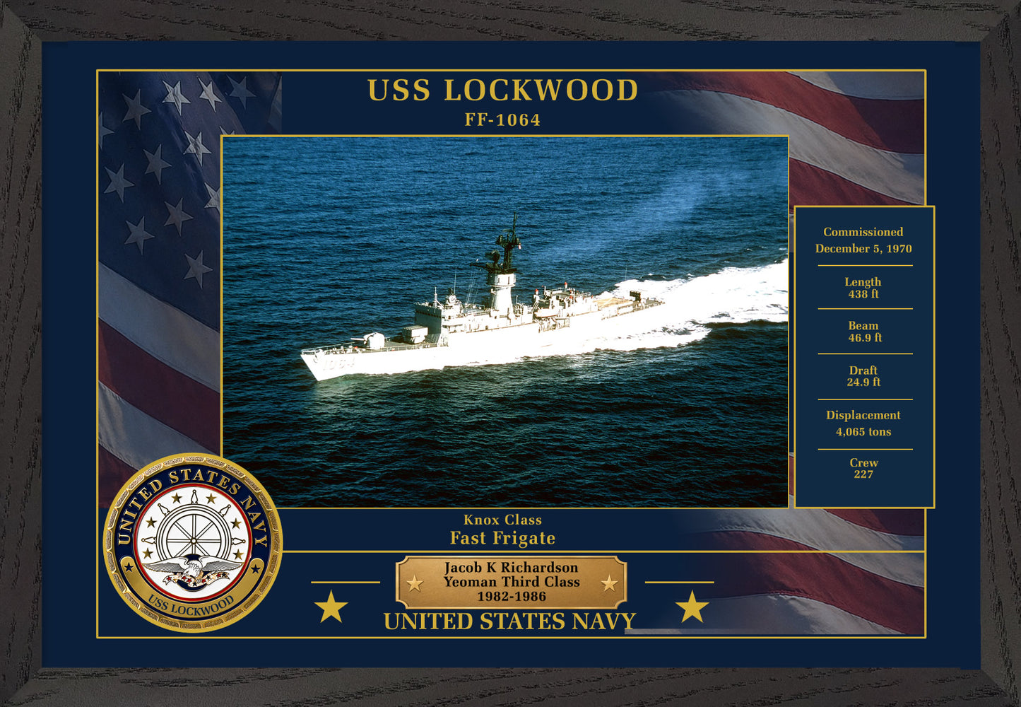USS Lockwood FF-1064 Framed Patriotic Photo