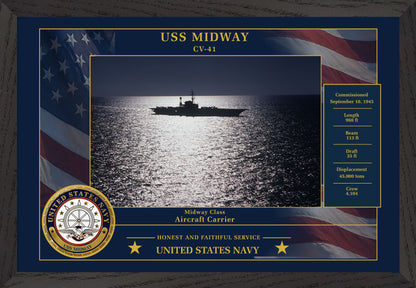 USS Midway CV-41 Framed Patriotic Photo