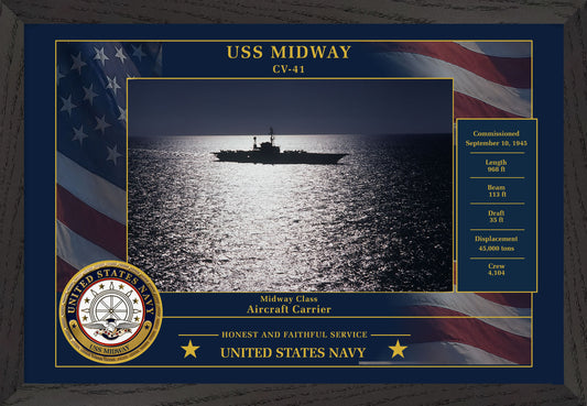 USS Midway CV-41 Framed Patriotic Photo