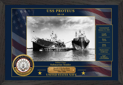 USS Proteus AS-19 Framed Patriotic Photo