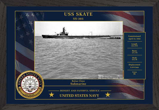 USS Skate SS-305 Framed Patriotic Photo