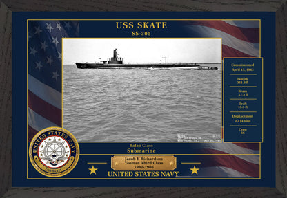 USS Skate SS-305 Framed Patriotic Photo