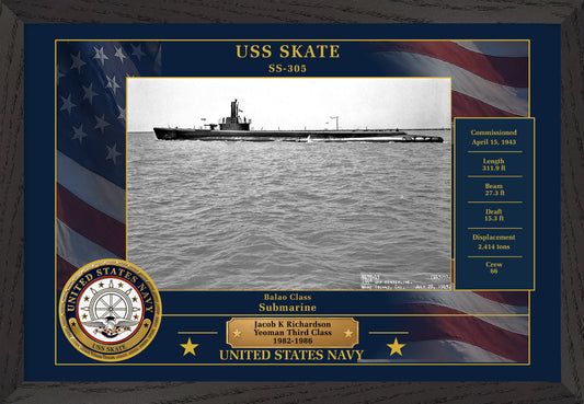 USS Skate SS-305 Framed Patriotic Photo