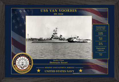 USS Van Voorhis DE-1028 Framed Patriotic Photo