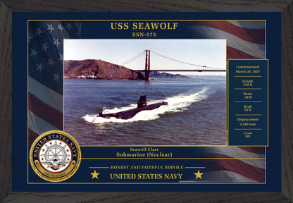 USS Seawolf SSN-575 Framed Patriotic Photo