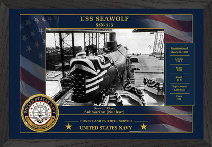 USS Seawolf SSN-575 Framed Patriotic Photo