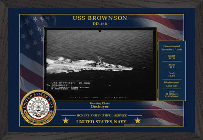 USS Brownson DD-868 Framed Patriotic Photo