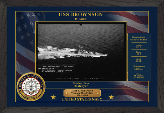 USS Brownson DD-868 Framed Patriotic Photo