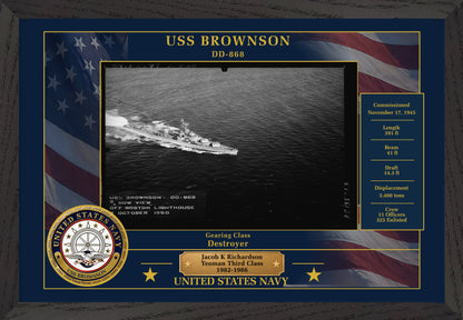 USS Brownson DD-868 Framed Patriotic Photo