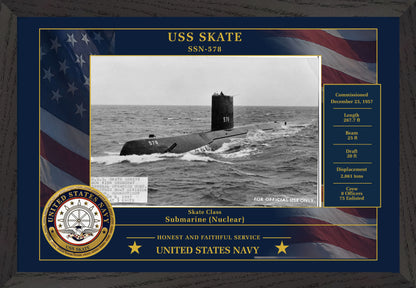 USS Skate SSN-578 Framed Patriotic Photo