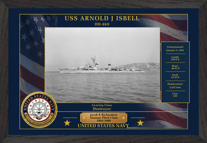 USS Arnold J Isbell DD-869 Framed Patriotic Photo
