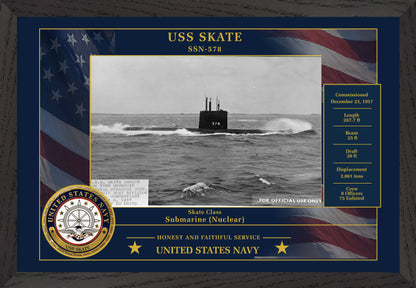 USS Skate SSN-578 Framed Patriotic Photo