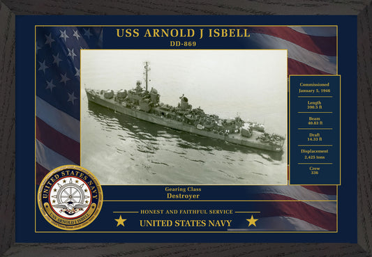 USS Arnold J Isbell DD-869 Framed Patriotic Photo