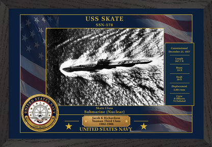 USS Skate SSN-578 Framed Patriotic Photo