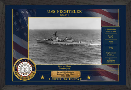 USS Fechteler DD-870 Framed Patriotic Photo