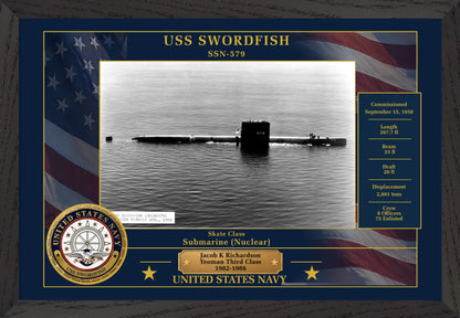 USS Swordfish SSN-579 Framed Patriotic Photo