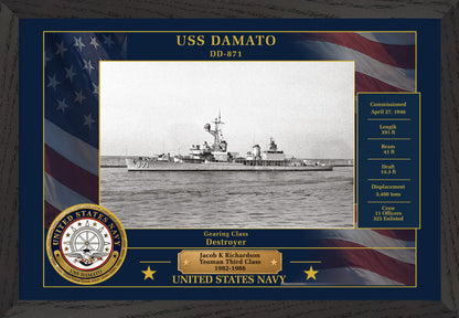 USS Damato DD-871 Framed Patriotic Photo