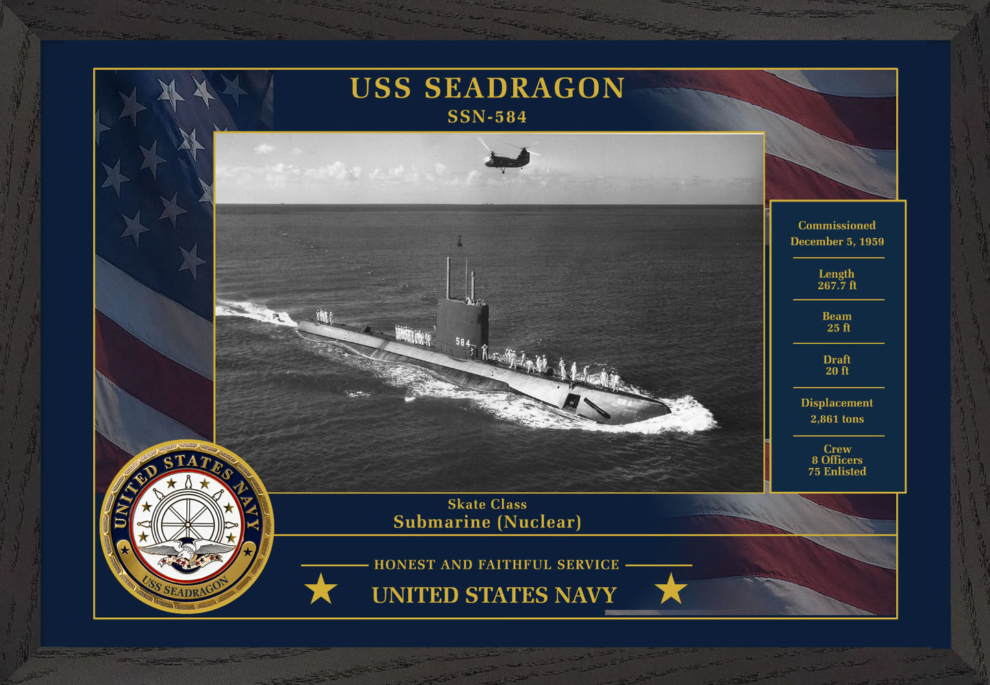 USS Seadragon SSN-584 Framed Patriotic Photo
