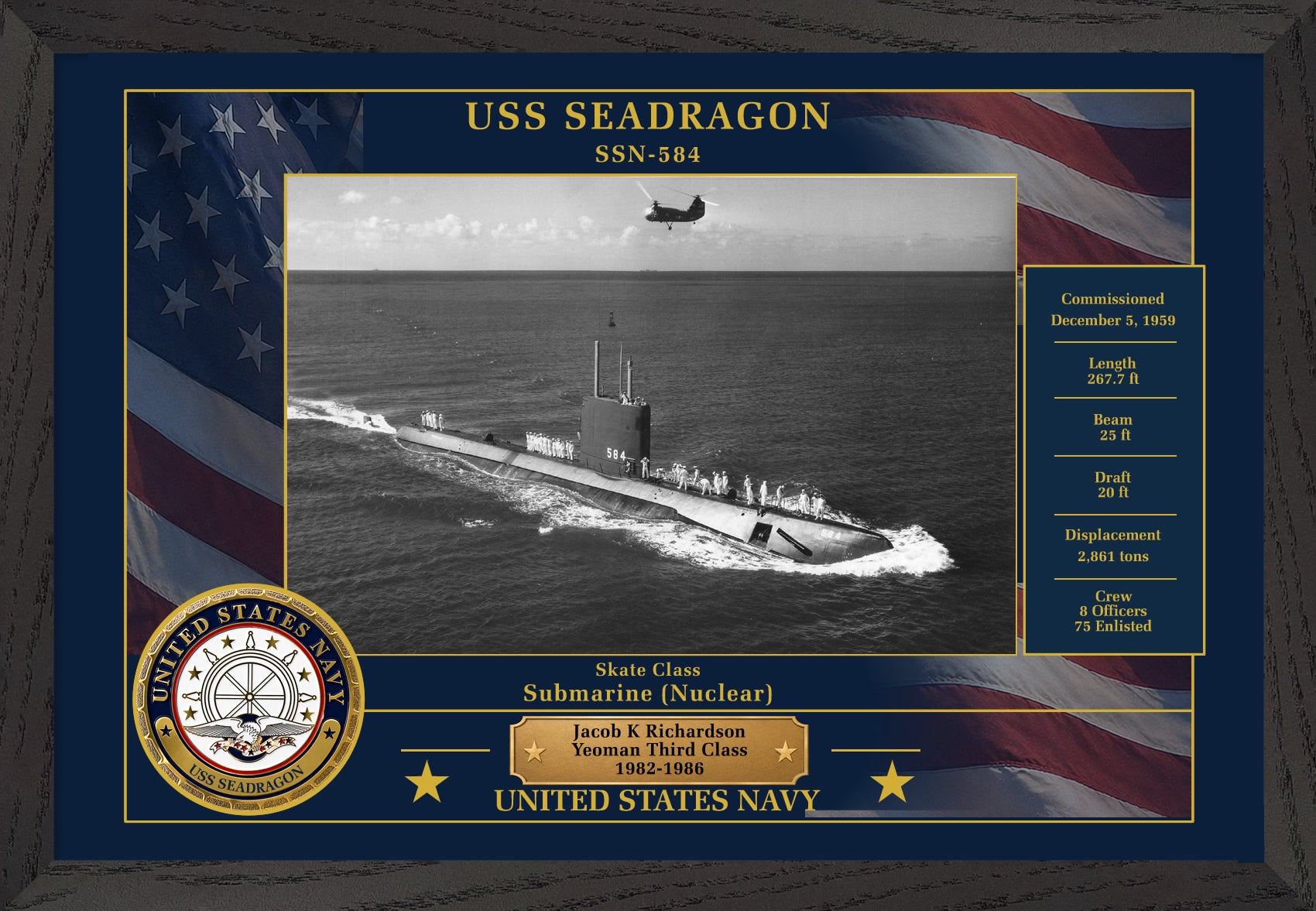 USS Seadragon SSN-584 Framed Patriotic Photo