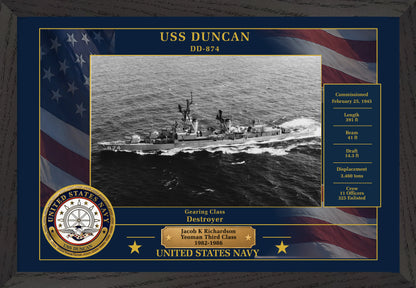 USS Duncan DD-874 Framed Patriotic Photo