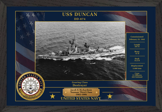 USS Duncan DD-874 Framed Patriotic Photo