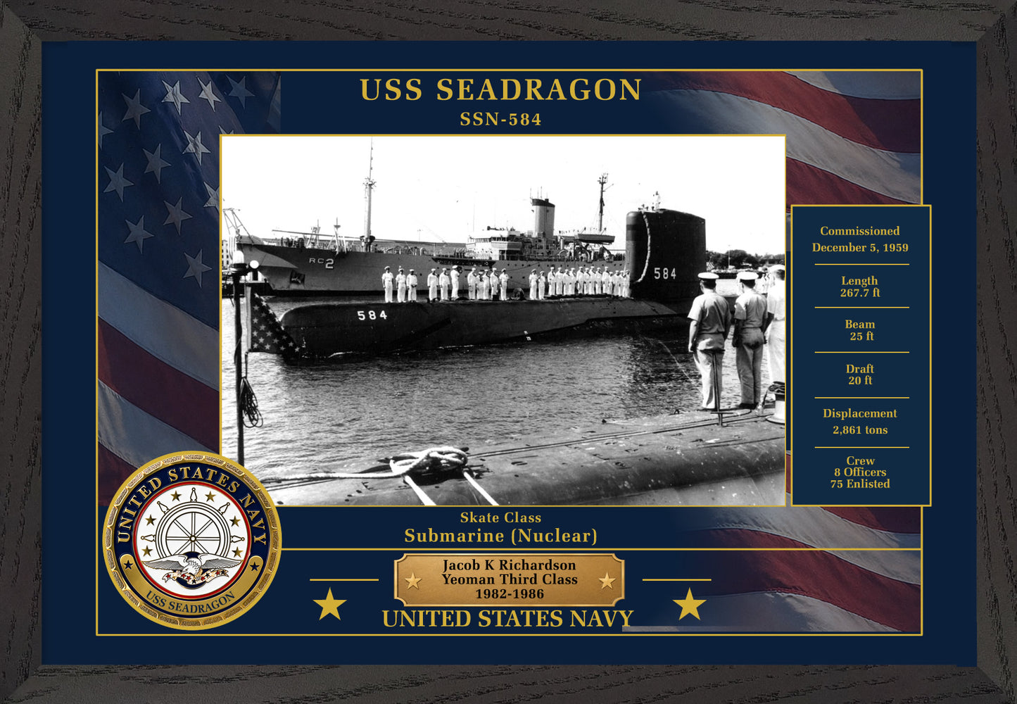 USS Seadragon SSN-584 Framed Patriotic Photo
