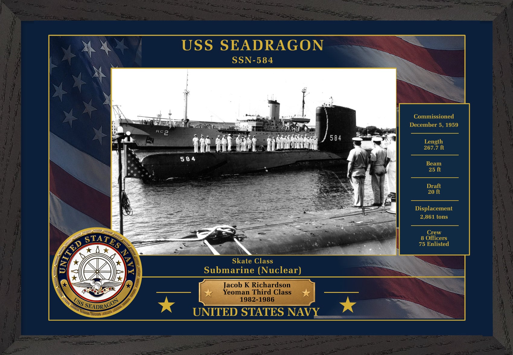 USS Seadragon SSN-584 Framed Patriotic Photo