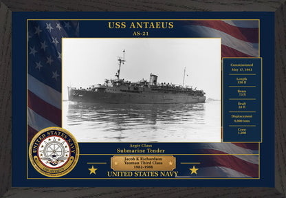 USS Antaeus AS-21 Framed Patriotic Photo