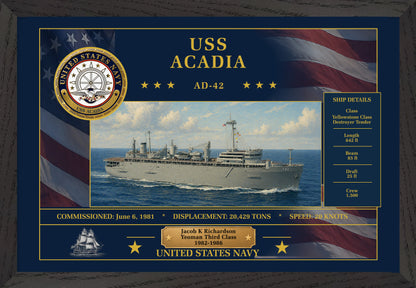 USS Acadia AD-42 Framed Patriotic Art