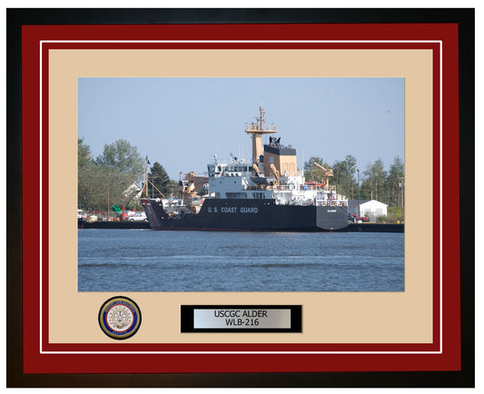 USCGC ALDER WLB 216 Framed Coast Guard Ship Photo Burgundy 6WLB216