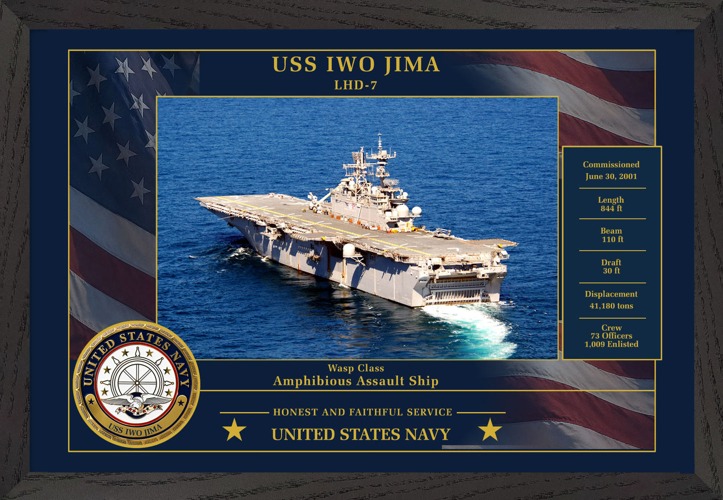 USS Iwo Jima LHD-7 Framed Patriotic Photo