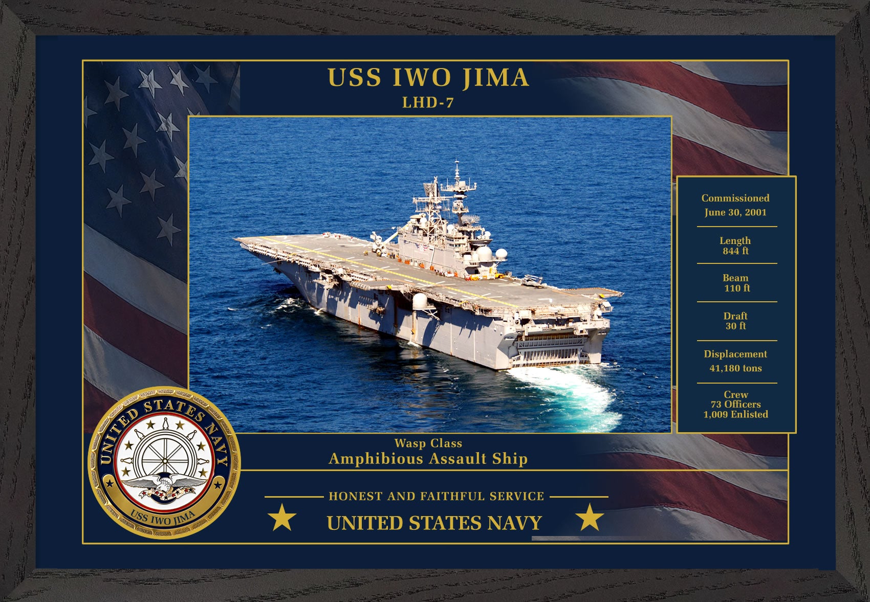 USS Iwo Jima LHD-7 Framed Patriotic Photo