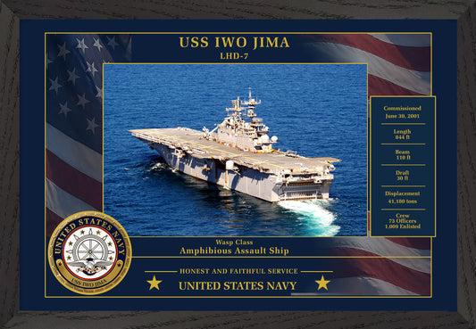 USS Iwo Jima LHD-7 Framed Patriotic Photo