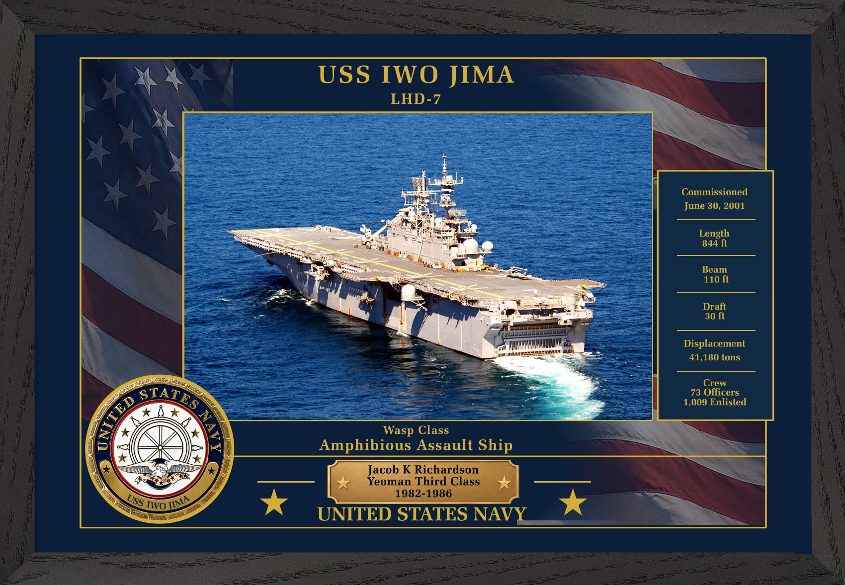 USS Iwo Jima LHD-7 Framed Patriotic Photo