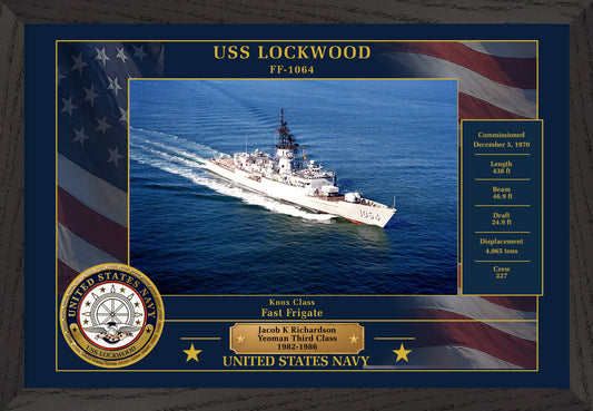 USS Lockwood FF-1064 Framed Patriotic Photo