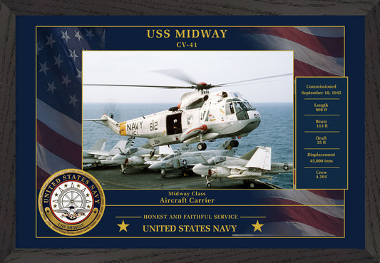USS Midway CV-41 Framed Patriotic Photo