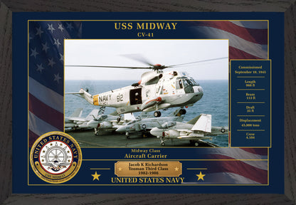 USS Midway CV-41 Framed Patriotic Photo