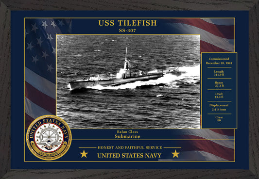 USS Tilefish SS-307 Framed Patriotic Photo