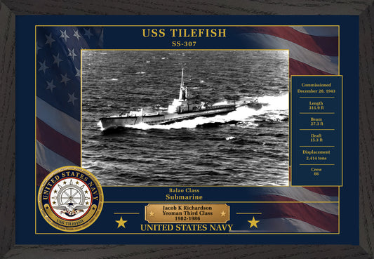 USS Tilefish SS-307 Framed Patriotic Photo